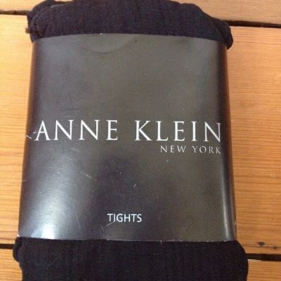 Anne Klein Nylon Lycra Blend Geometric Textured Black Tights USA Made Tall